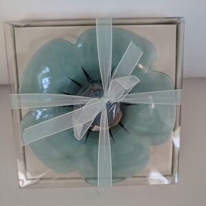 Elegant Teal Glass Votive Candle Holder